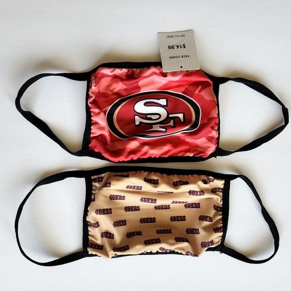 San Francisco 49ers NFL Branded Team Masks Reusable 2-pc NWT Dist. by FOCO - Picture 7 of 8